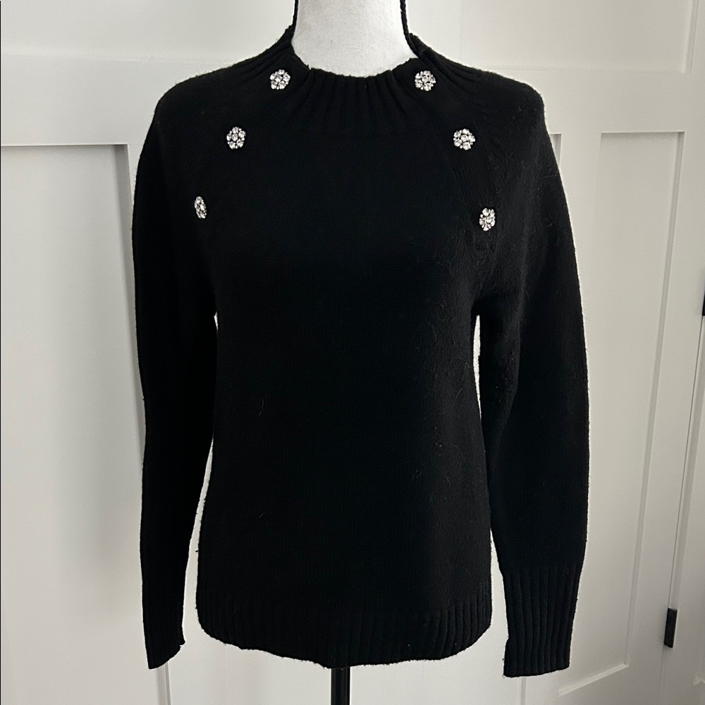 J. Crew Black Sweater with Decorative Buttons